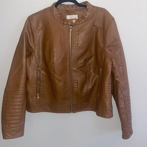 a new day Leather Jacket, brown with gold hardware, size XXL